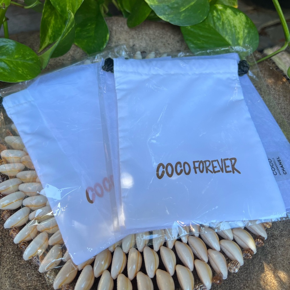 Chanel Coco Forever White Drawstring Bags
